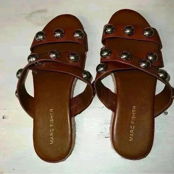 Marc Fisher Prisca Ball Stud Espadrille Slide Sandals - NWOT - Picture 9 of 12